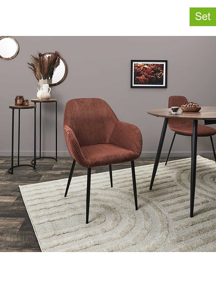 THE HOME DECO FACTORY Fotele (2 szt.) w kolorze czerwono-pomarańczowym - 59 x 85 x 55,7 cm rozmiar: onesize