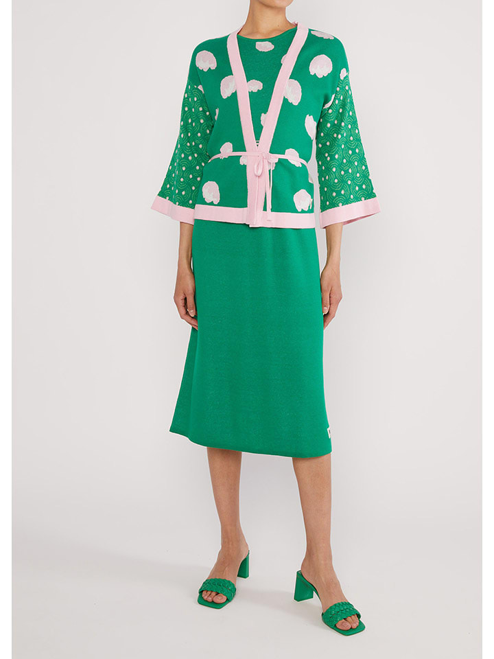 Blutsgeschwister Kardigan "Mingle Mangleartistic" w kolorze zielono-jasnoróżowym rozmiar: M