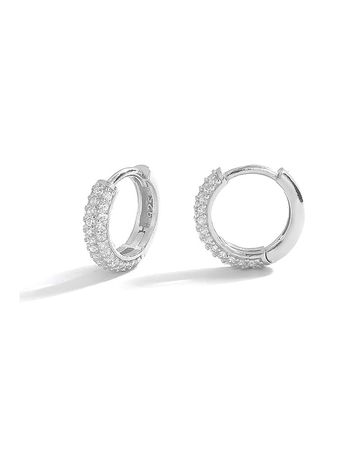 Miu Silver Srebrne kolczyki-kreole z cyrkoniami rozmiar: onesize