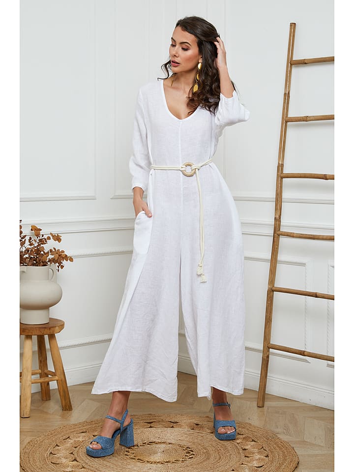 Joséfine Lniany kombinezon w kolorze białym rozmiar: M