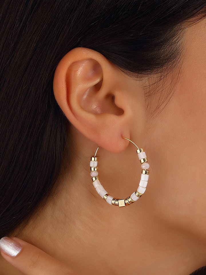 Nakkash Pozłacane kolczyki-kreole z kamieniem szlachetnym rozmiar: onesize