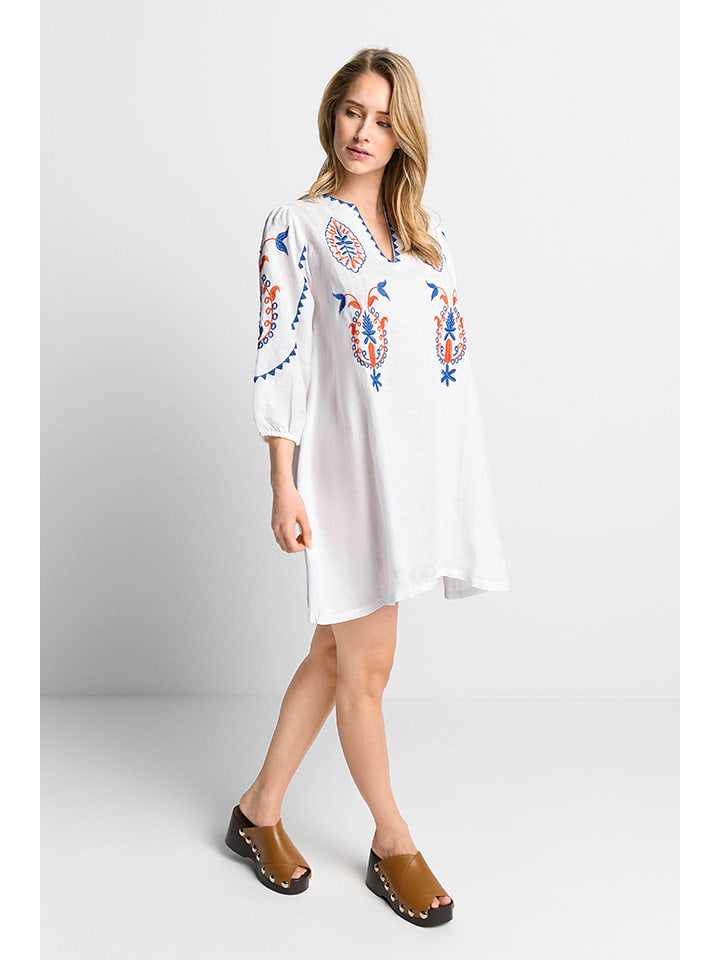 Rich & Royal Lniana sukienka w kolorze biało-czerwono-niebieskim rozmiar: 40