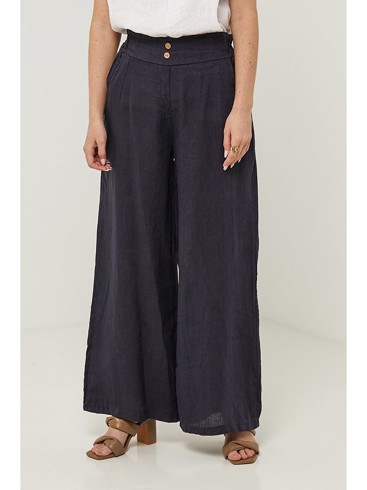 Rodier Lin Lniane spodnie w kolorze granatowym rozmiar: L/XL