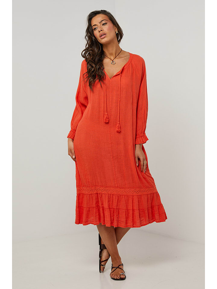 Le Monde du Lin Lniana sukienka w kolorze pomarańczowym rozmiar: 40/42