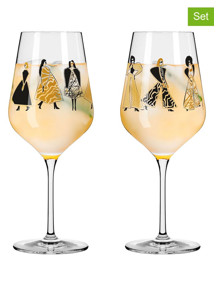 RITZENHOFF Kieliszki (2 szt.) w kolorze czarno-jasnobrązowym do wina - 500 ml rozmiar: onesize