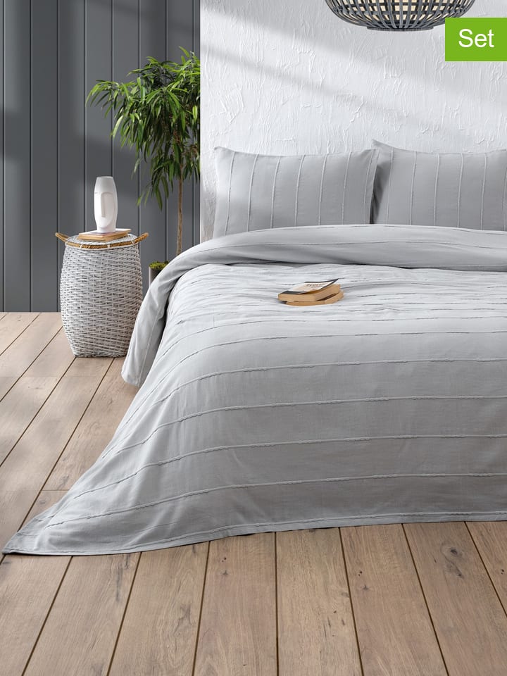Colorful Cotton 3-częściowy zestaw w kolorze szarym rozmiar: 210x220 cm