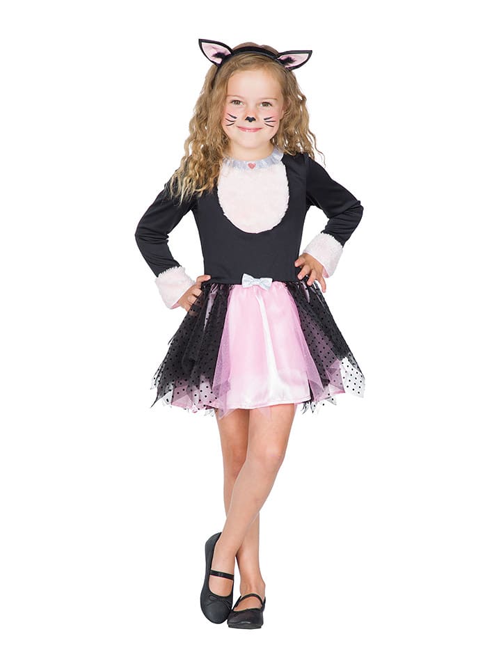 Party x People 2-częściowy kostium "Kitten" w kolorze jasnoróżowo-czarnym rozmiar: 116