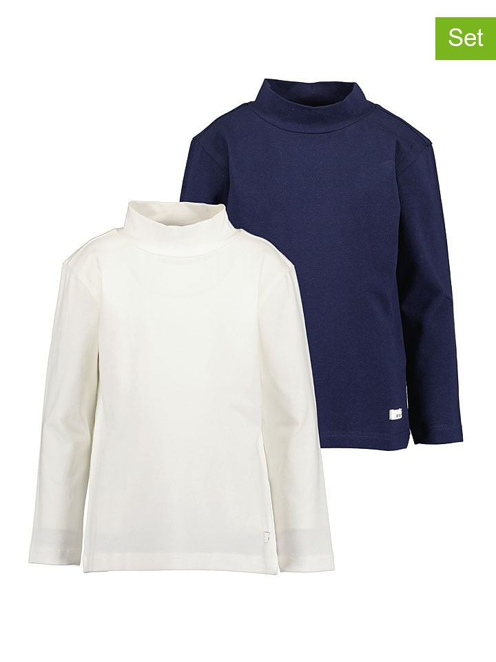 Blue Seven Koszulki (2 szt.) w kolorze biało-granatowym rozmiar: 98