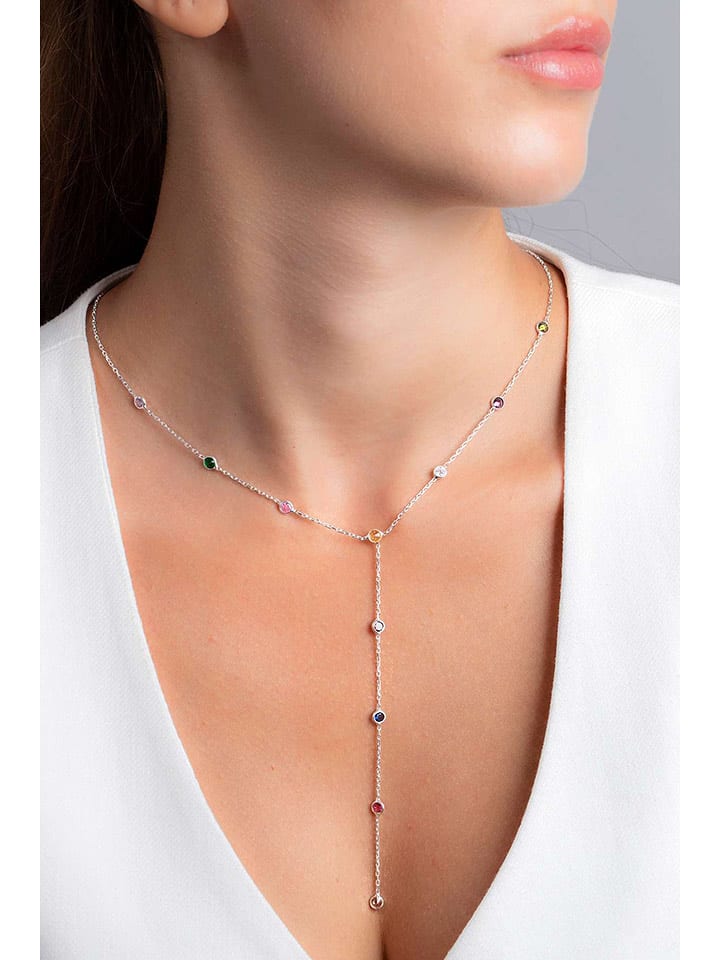 Heliophilia Srebrny naszyjnik z elementami ozdobnymi - dł. 56 cm rozmiar: onesize