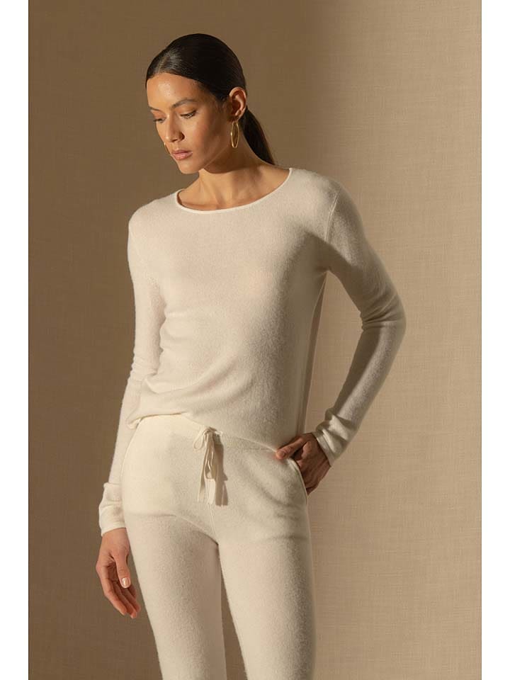 Perfect Cashmere Kaszmirowy sweter "Oprah" w kolorze kremowym rozmiar: M