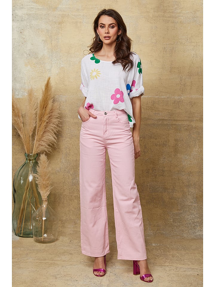 La Compagnie Du Lin Koszulka "Aphrodite" w kolorze białym ze wzorem rozmiar: S