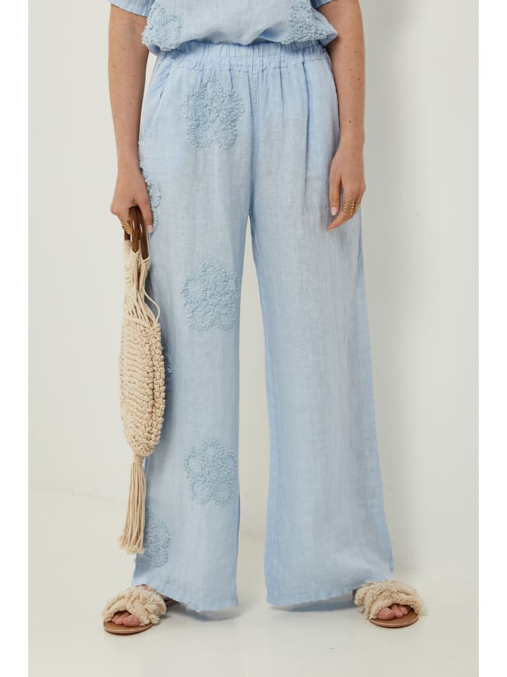 Rodier Lin Lniane spodnie w kolorze błękitnym rozmiar: XL/XXL