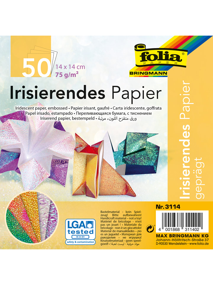 folia PAPER Papier opalizujący (50 szt.) w różnych kolorach - 14 x 14 cm rozmiar: onesize