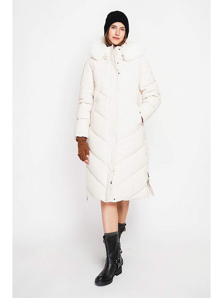 ASSUILI Płaszcz pikowany w kolorze kremowym rozmiar: 34