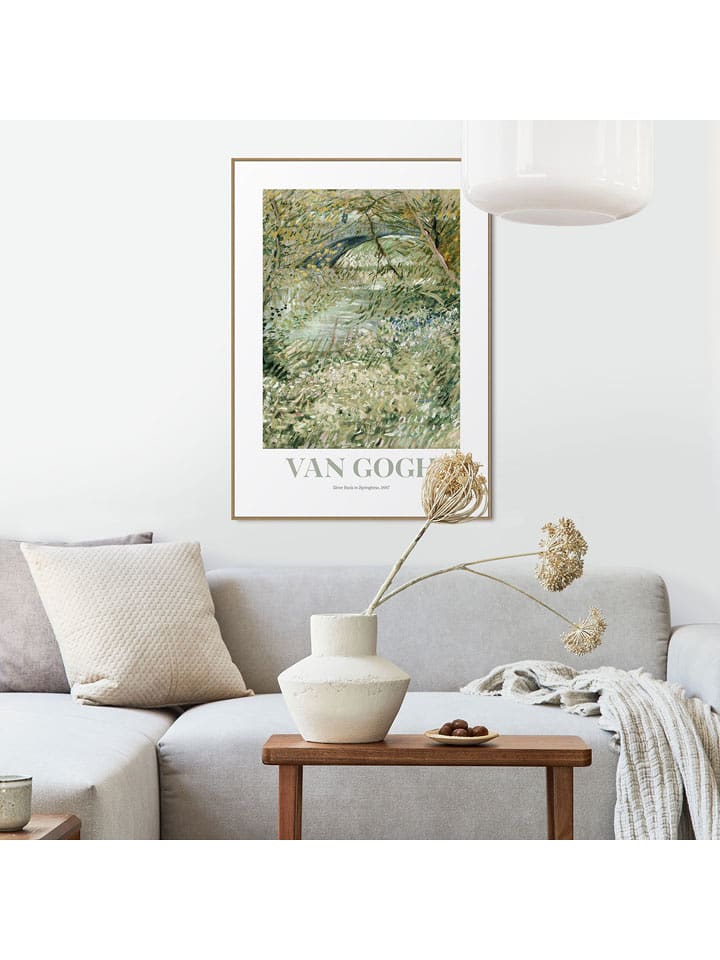 Orangewallz Druk artystyczny "Van Gogh - River Bank in Springtime" w ramce rozmiar: 50x70 cm