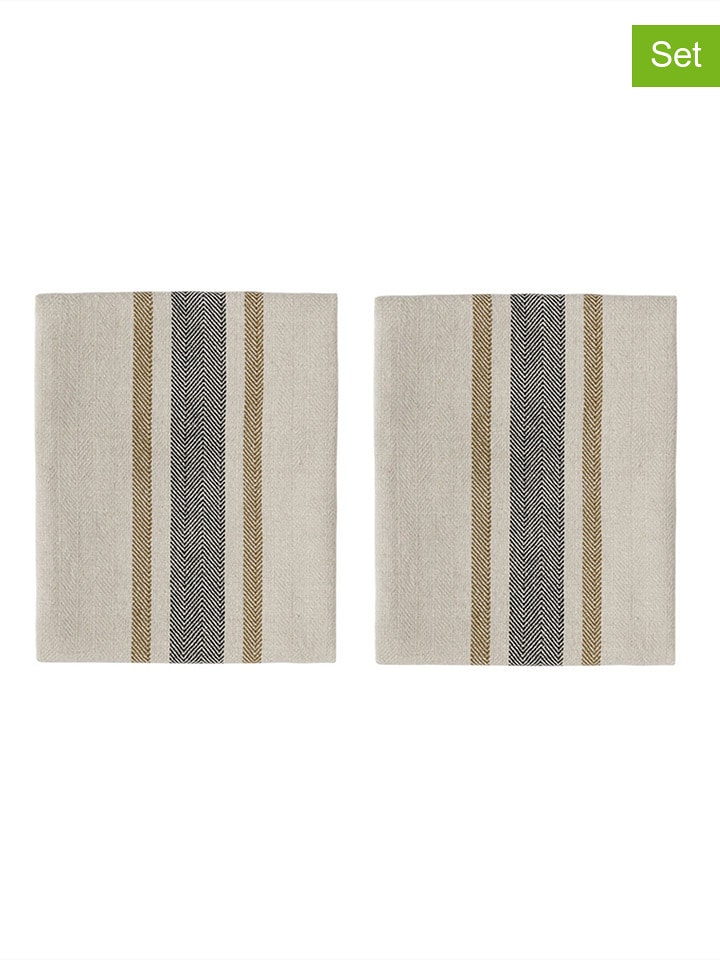 OYOY living design Ściereczki (2 szt.) w kolorze beżowo-czarno-oliwkowym do naczyń - 45 x 45 cm rozmiar: onesize