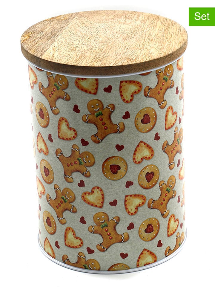 SiL Interiors Pojemniki (2 szt.) ze wzorem - wys. 18 x Ø 13 cm rozmiar: onesize