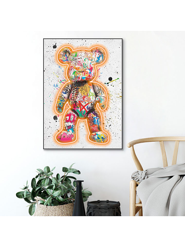 Orangewallz Druk artystyczny "Teddy Vibes" w ramce rozmiar: 50x70 cm