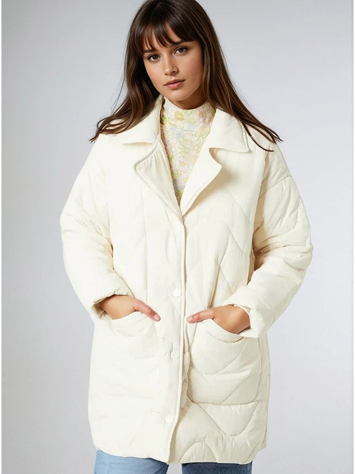 Monki Kurtka przejściowa w kolorze kremowym rozmiar: M