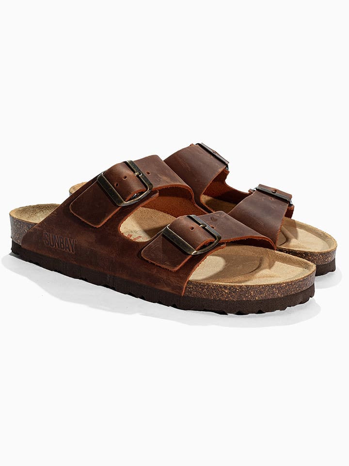 Sunbay Skórzane klapki "Trefle" w kolorze brązowym rozmiar: 37