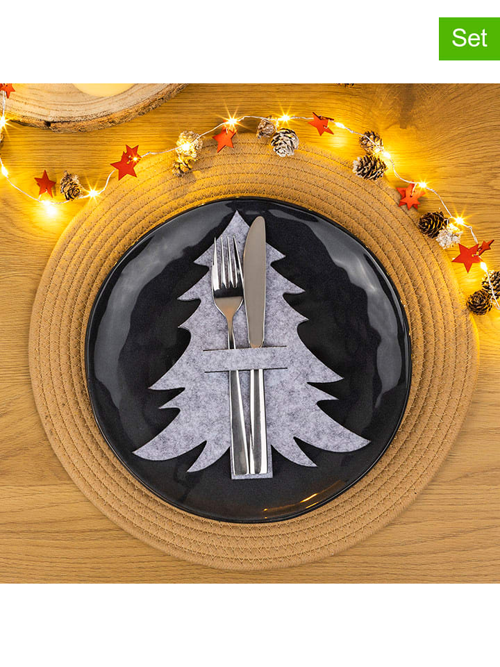 Hollybell Etui na sztućce (4 szt.) w kolorze szarym - 23 x 20 x 1,5 cm rozmiar: onesize