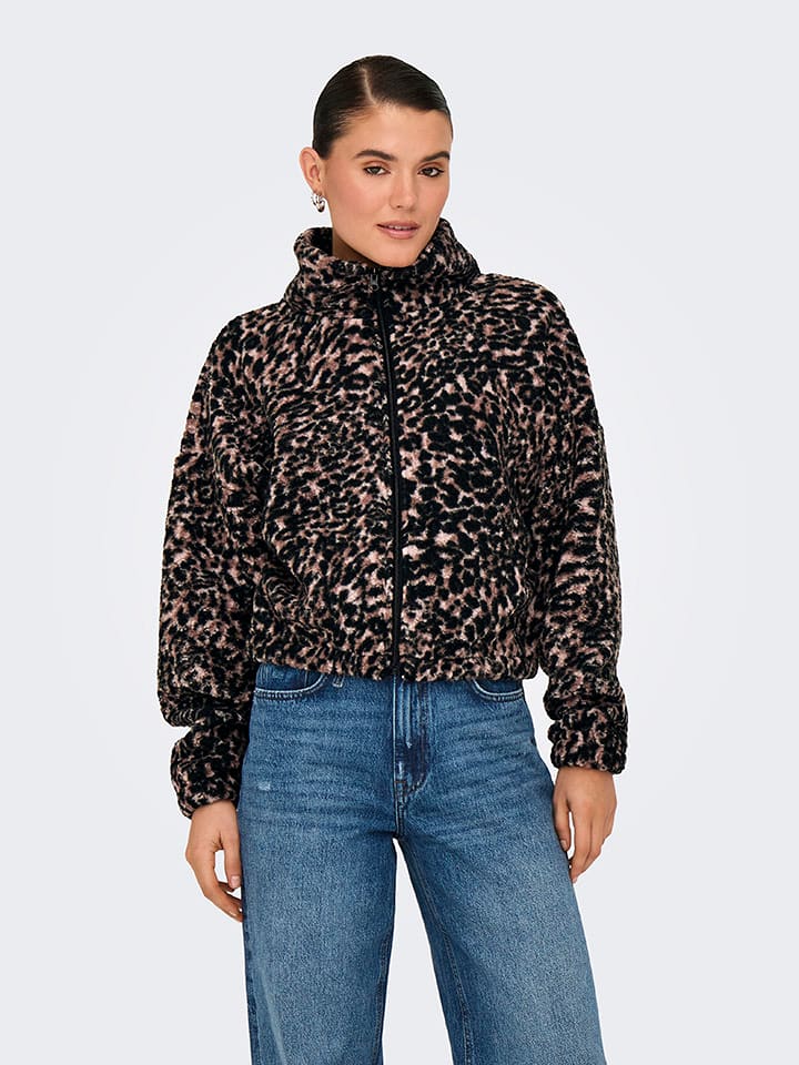 ONLY Kurtka polarowa w kolorze czarno-brązowym rozmiar: XS