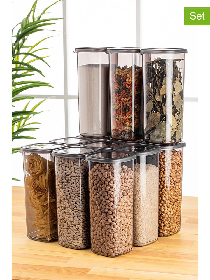 Violeta Home Pojemniki (12 szt.) w kolorze antracytowym - 1,75 l rozmiar: onesize