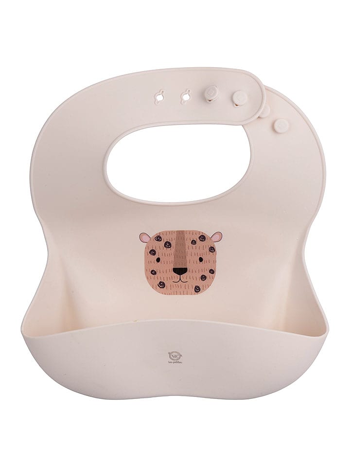 Villa d´Este Silikonowy śliniaczek "Leopard" w kolorze kremowym - 25,5 x 14 cm rozmiar: onesize