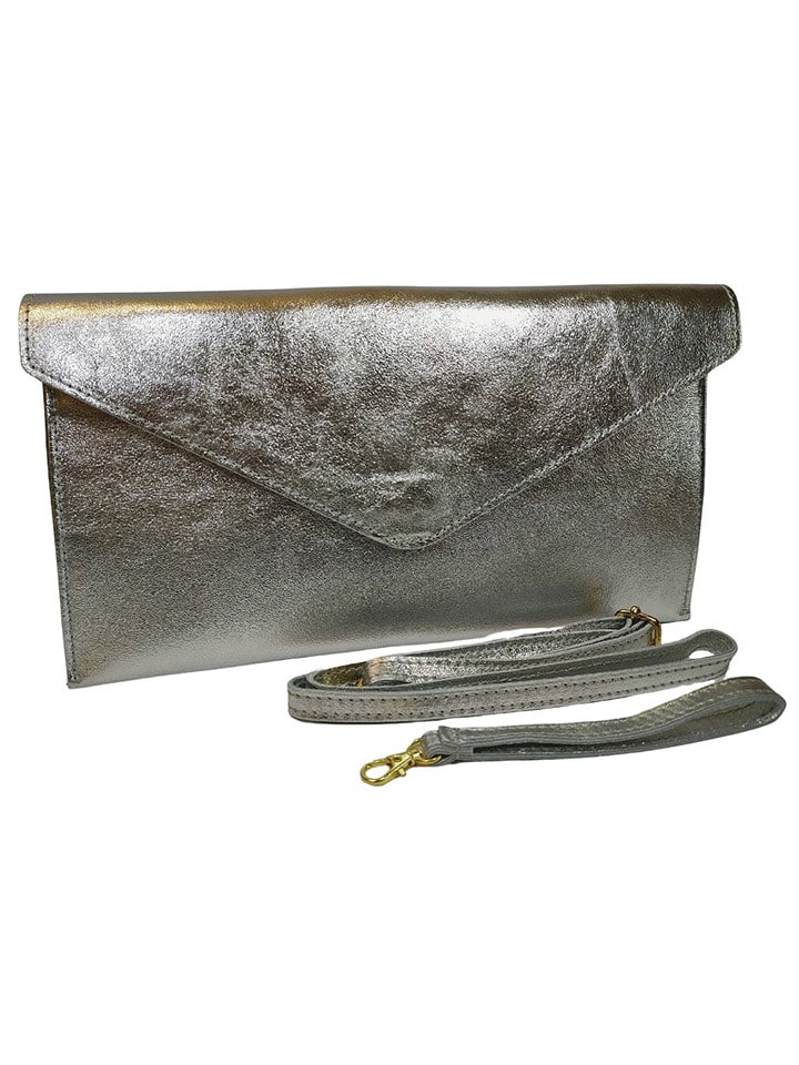 ORE10 Skórzana torebka "Moiso" w kolorze srebrnym - 31 x 16 x 0,8 cm rozmiar: onesize