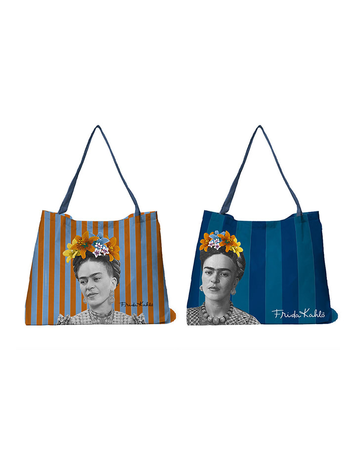 Madre Selva Shopper bags (2 szt.) w kolorze niebiesko-pomarańczowym - 65 x 45 cm rozmiar: onesize