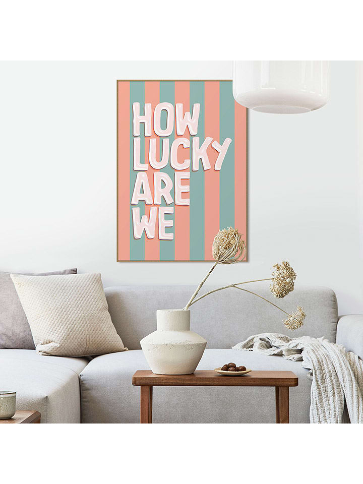 Orangewallz Druk artystyczny "How Lucky Are We" w ramce rozmiar: 50x70 cm