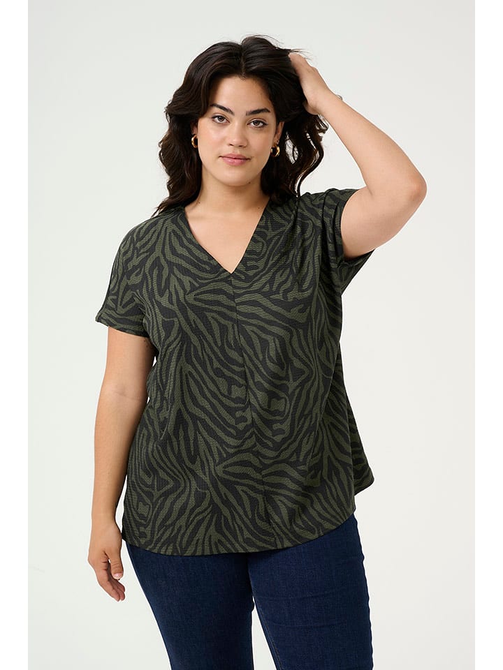 Kaffe Bluzka w kolorze czarno-oliwkowym rozmiar: L