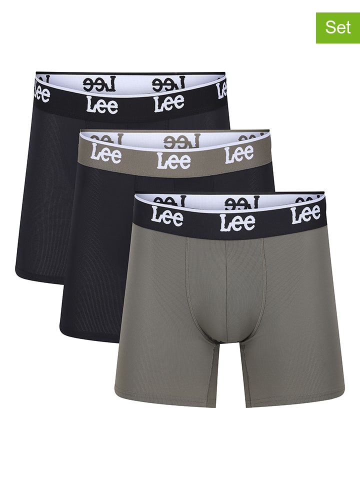 LEE Underwear Bokserki (3 pary) "Hale" w kolorze czarno-oliwkowym rozmiar: XL