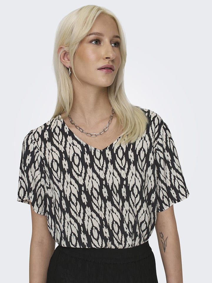 ONLY Koszulka w kolorze biało-czarnym rozmiar: S