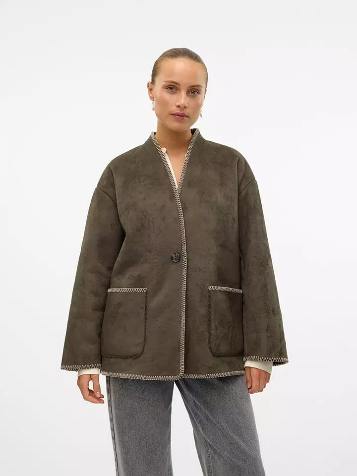 Vero Moda Kurtka "VMLIVA" w kolorze brązowym ze skóry syntetycznej rozmiar: L