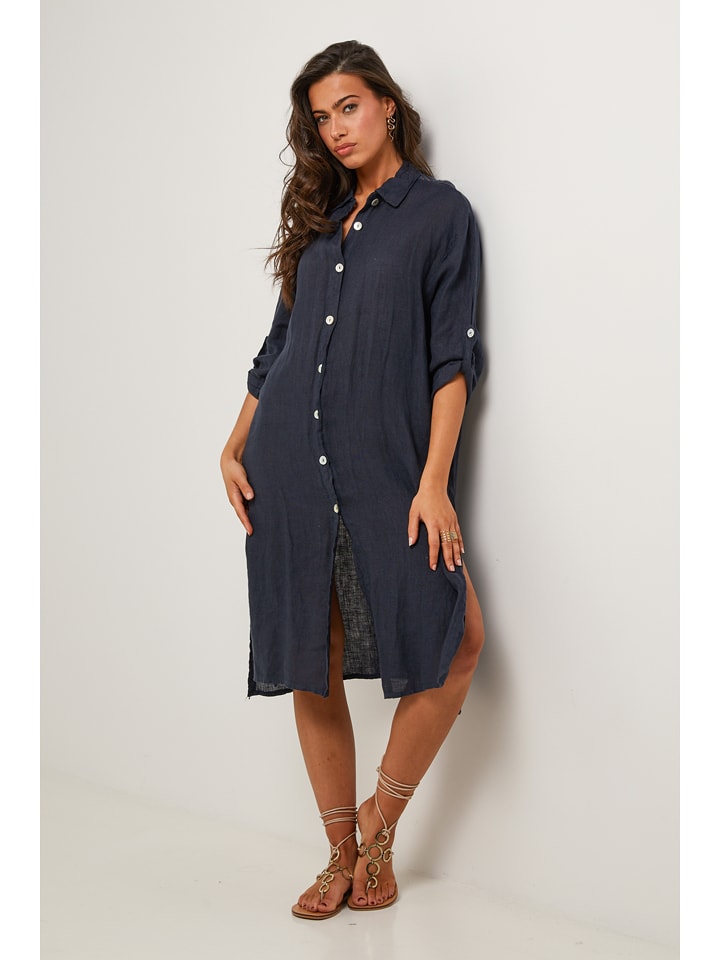 Le Monde du Lin Lniana sukienka w kolorze granatowym rozmiar: 40/42