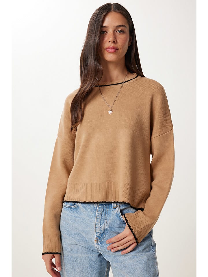 Happiness Istanbul Sweter w kolorze jasnobrązowym rozmiar: onesize