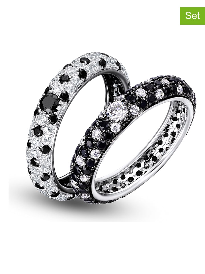 DI GIORGIO Srebrne pierścionki (2 szt.) z cyrkoniami rozmiar: 50