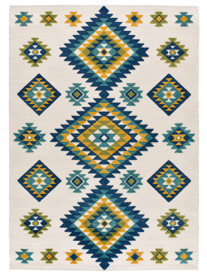 Moma Dywan zewnętrzny "Mila" w kolorze niebiesko-kremowym rozmiar: 80x150 cm