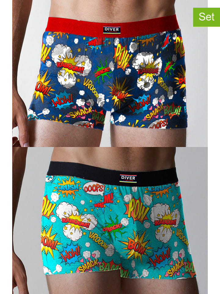 admas Bokserki (2 pary) w kolorze niebieskim i turkusowym rozmiar: M