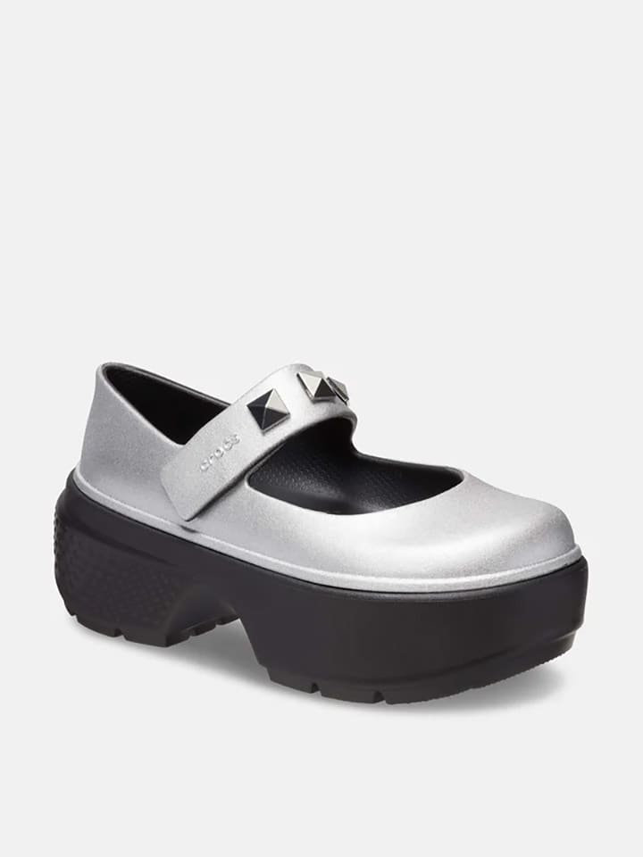 Crocs Baleriny "Stomp Metallic Jane" w kolorze srebrno-białym rozmiar: 38/39