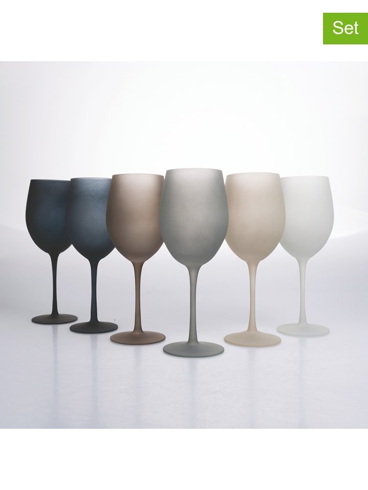 Villa d´Este Kieliszki (6 szt.) w kolorze niebiesko-beżowo-białym do wina - 550 ml rozmiar: onesize