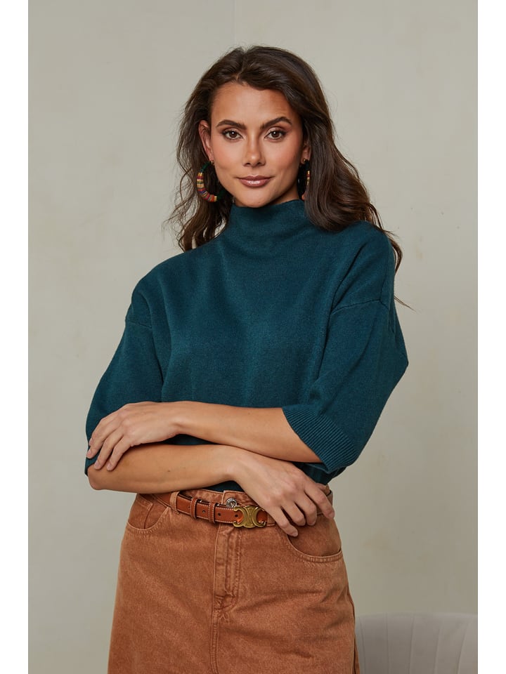 Joséfine Sweter "Mahouca" w kolorze ciemnozielonym rozmiar: M