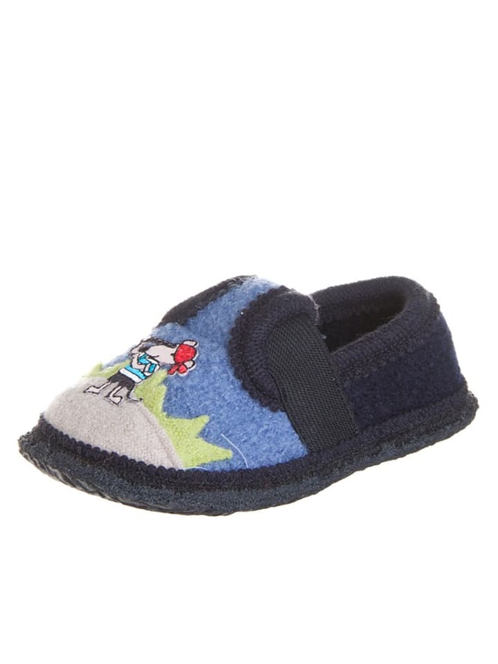 kitz-pichler Filcowe kapcie ''Julian'' w kolorze niebieskim ze wzorem rozmiar: 24