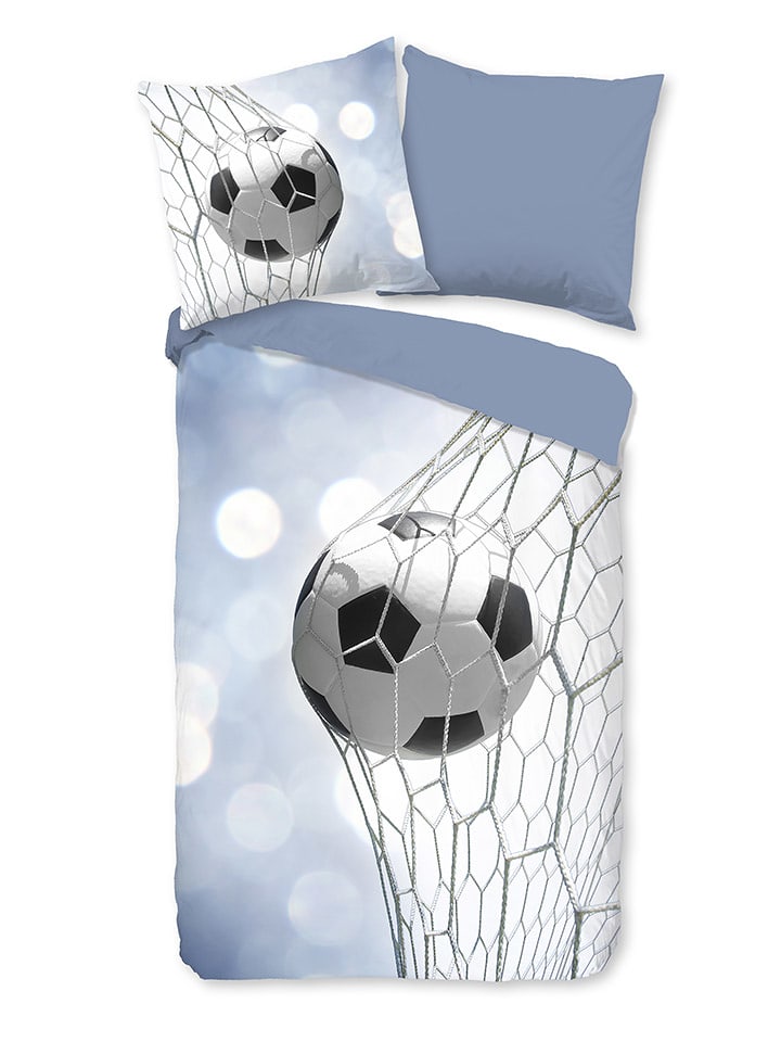 Good Morning Komplet pościeli flanelowej "Tijmen" w kolorze niebieskim rozmiar: 135x200 cm