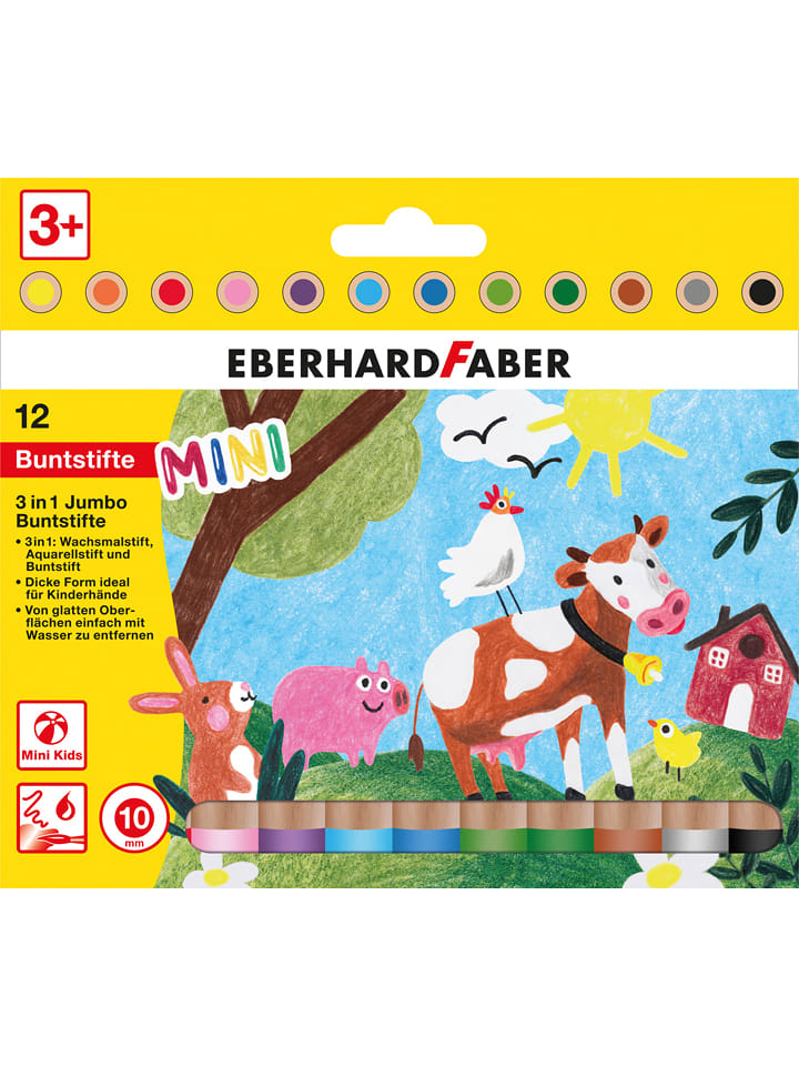 Eberhard Faber Kredki (12 szt.) "3 in 1 Jumbo Mini" rozmiar: onesize
