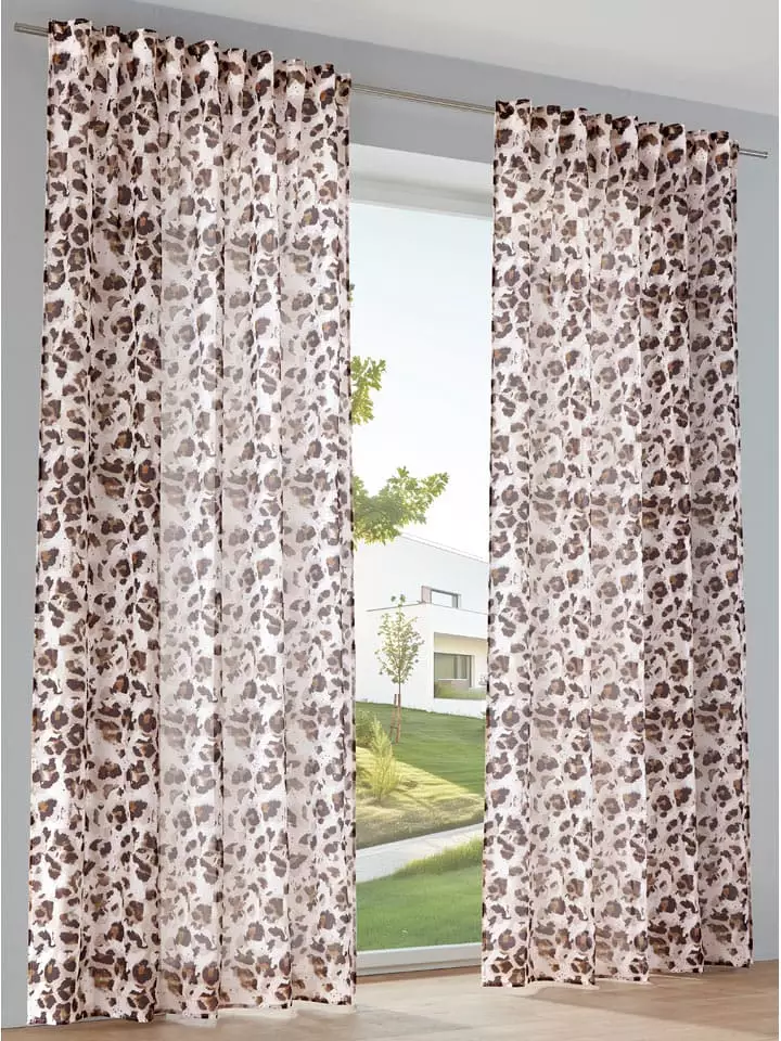 heine home Firanka dekoracyjna w kolorze biało-brązowym rozmiar: 225x135 cm