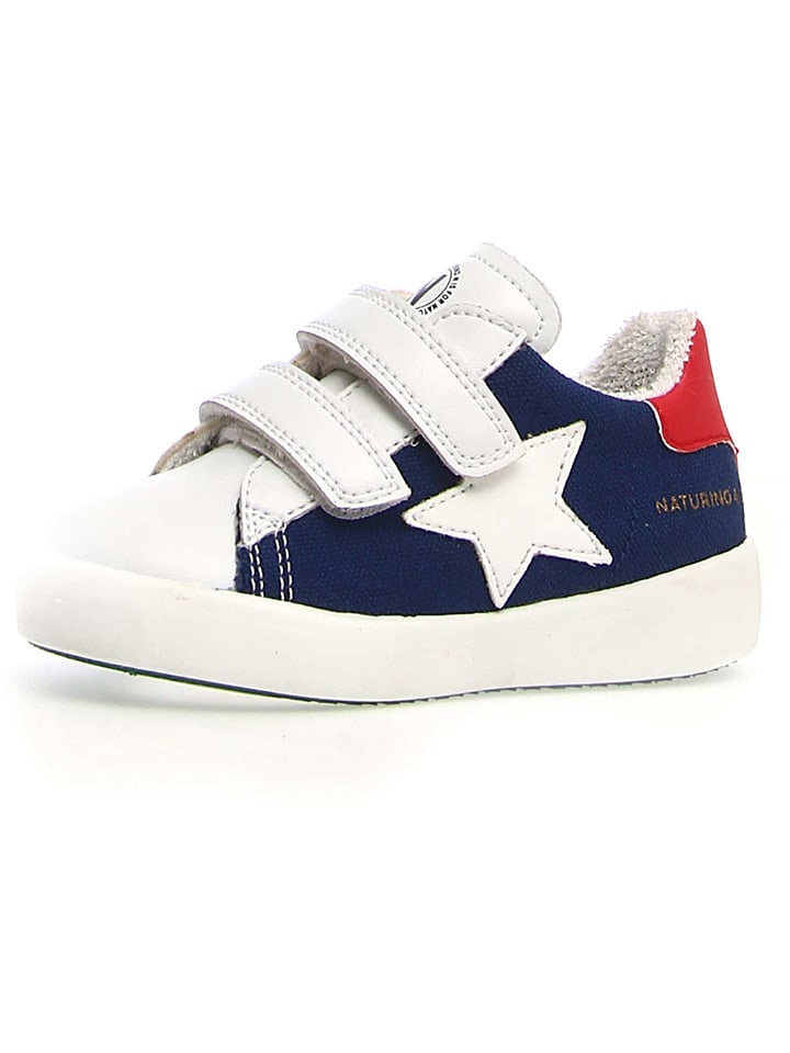 Naturino Skórzane sneakersy "Annie" w kolorze biało-granatowym rozmiar: 32