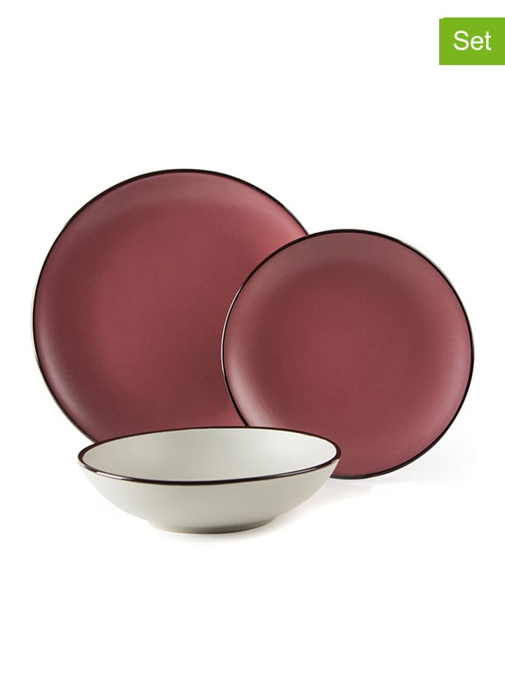 Trendy Kitchen by EXCÉLSA 18-częściowy zestaw talerzy w kolorze różowo-białym rozmiar: onesize