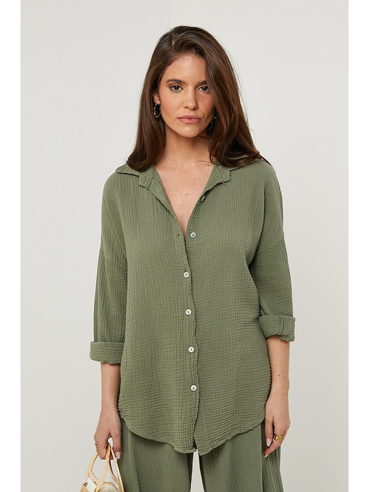 Rodier Lin Lniana koszula w kolorze khaki rozmiar: XL/XXL